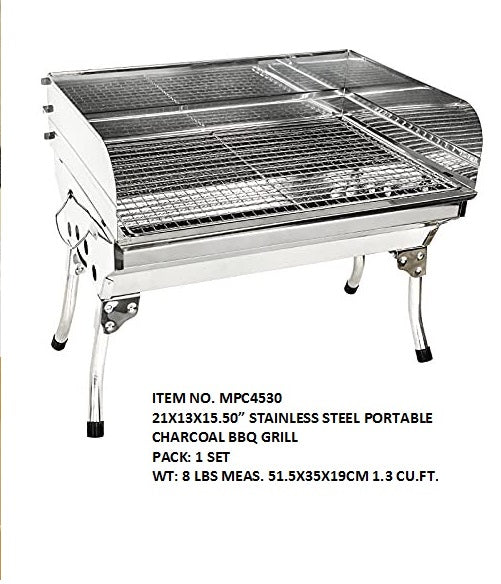 21X13X15.5"S/S PORTABLE CHARCOAL BBQ GRILL