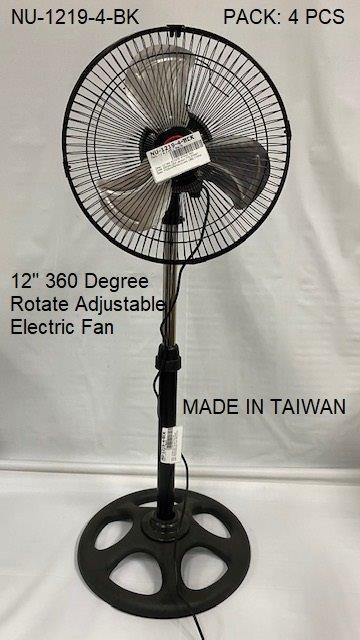 110V 12"360 ROTATE STAND FAN BLACK