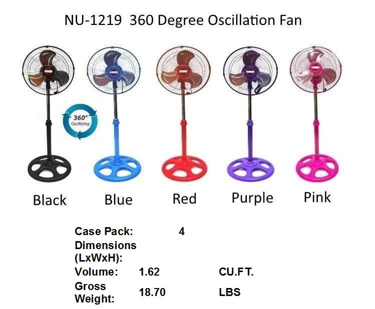 110V 12"360 ROTATE STAND FAN PINK