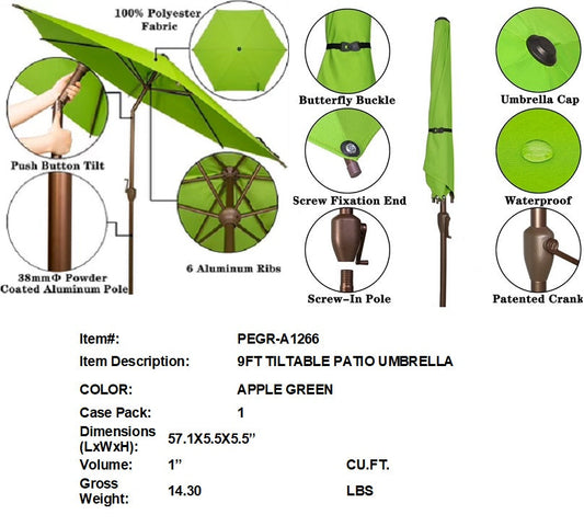 9FT TILTABLE PATIO UMBRELLA