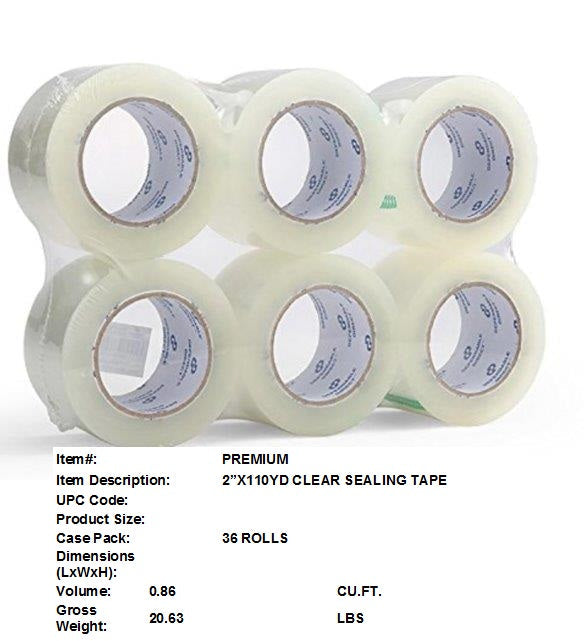 2"X110YDX2MIL CLEAR SEALING TAPE