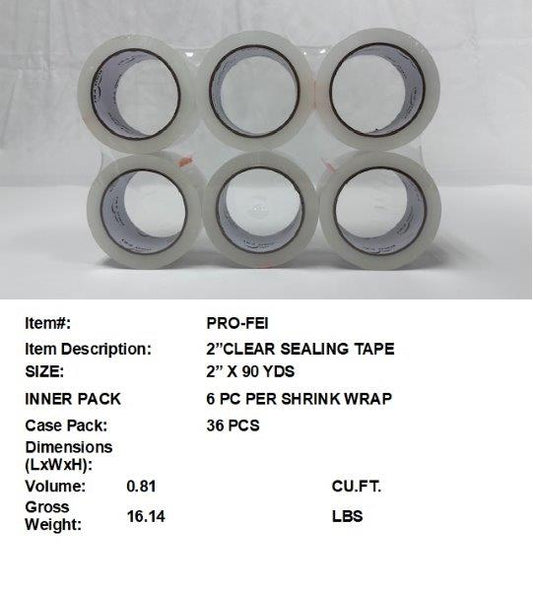 2"X 90YDS CLEAR SEALING TAPE
