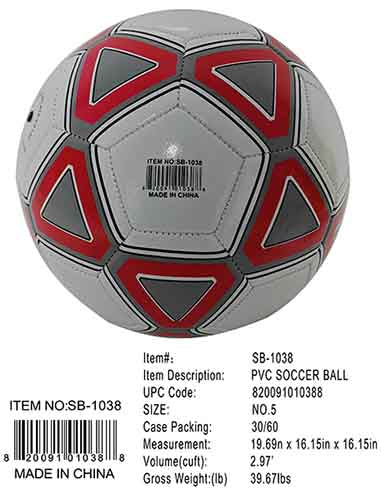 250G SIZE 5 SOCCER BALL WHT/RED