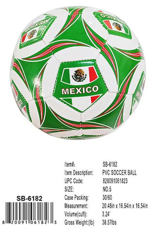 250G SIZE 5 SOCCER BALL MEXICO GRN/WHT