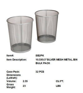 10.5X9.5" SILVER ROUND METAL BIN