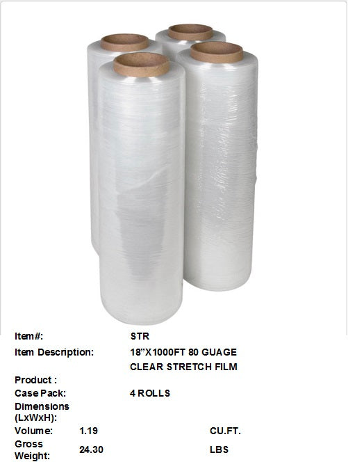 18"X1000 HEAVY DUTY STRETCH FILM