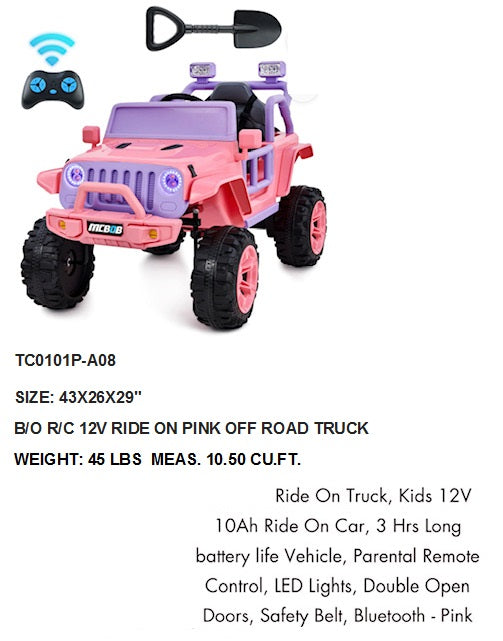 43X26X29"ELECTRIC RIDE ON  PINK TRUCK W/REMOTE