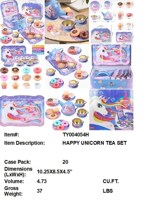10.25X8.5X4.5"HAPPY UNICORN TEA  SERVING CARRY CAS