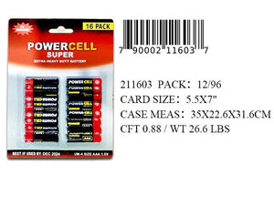 16 PACK AAA POWER CELL BATTERY