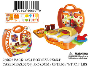 9X8X4"PIZZA PLAY SET+CARRY SUITCASE