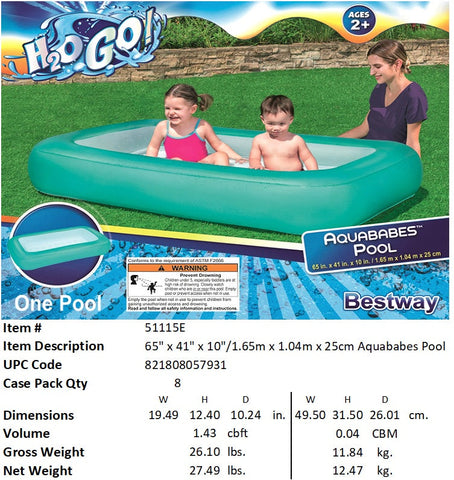 H2OGO! 65"X41"X10"AQUABABES POOL