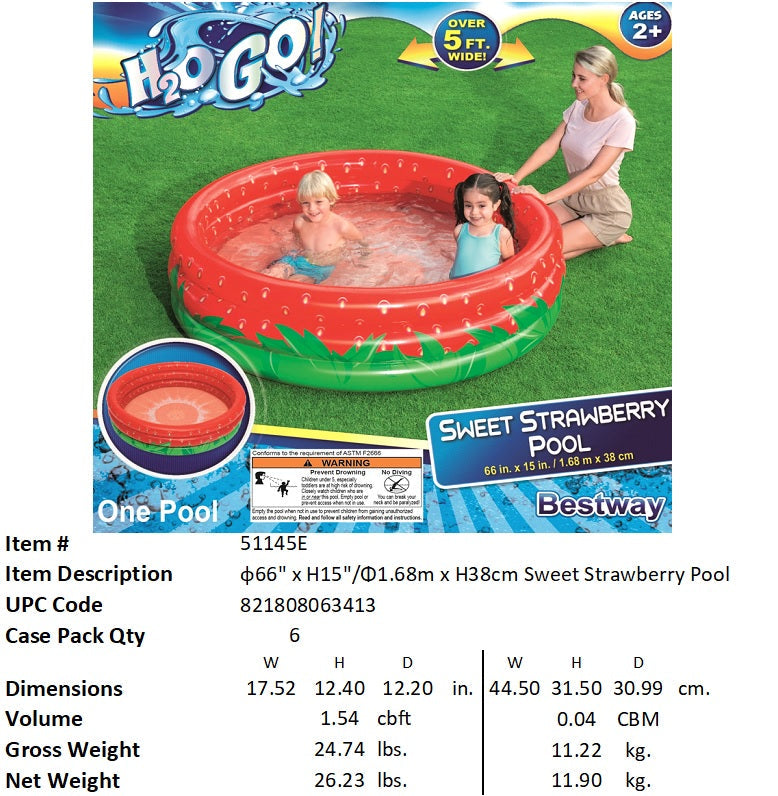 H2OGO! 63X15"SWEET STRAWBERRY POOL