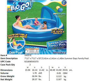 H2OGO! 95X95X55"SUMMER DAYS FAMILY POOL WITH SHADE