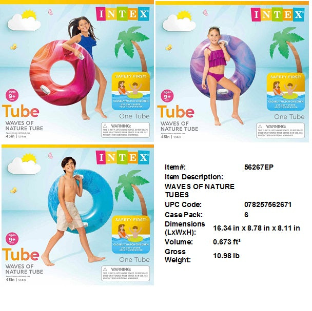 45"INTEX WAVES OF NATURE TUBE RING AGES 9+