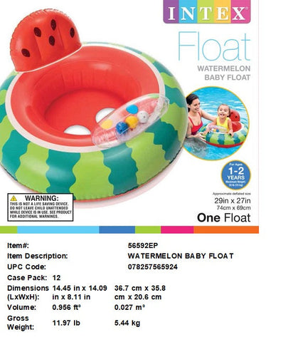 29X27"INTEX WATERMELON BABY FLOAT