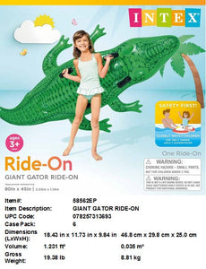 80X45"INTEX INFLATABLE GIANT GATOR RIDE ON