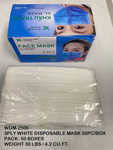4PLY WHITE DISPOSABLE MASK 50/BOX